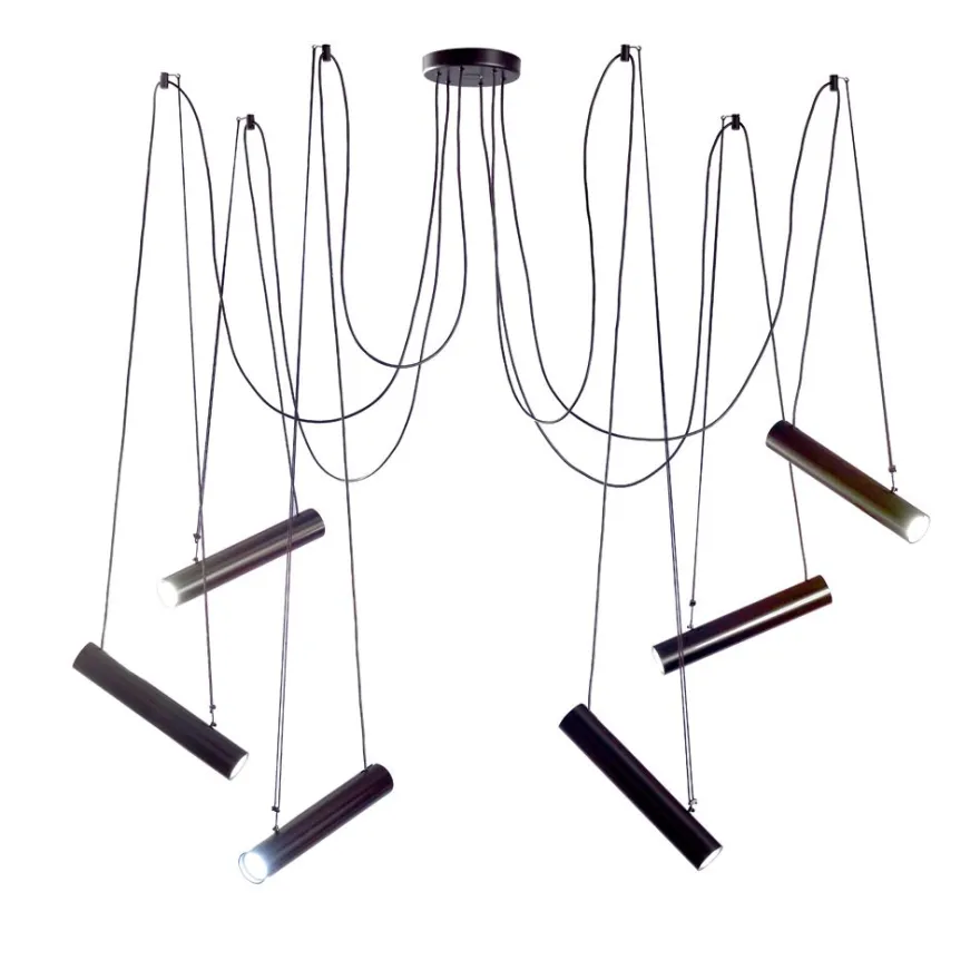 BEPPO Zylindrische Pendelleuchte mit einstellbarerem Spot - 1 bis 6 flammig