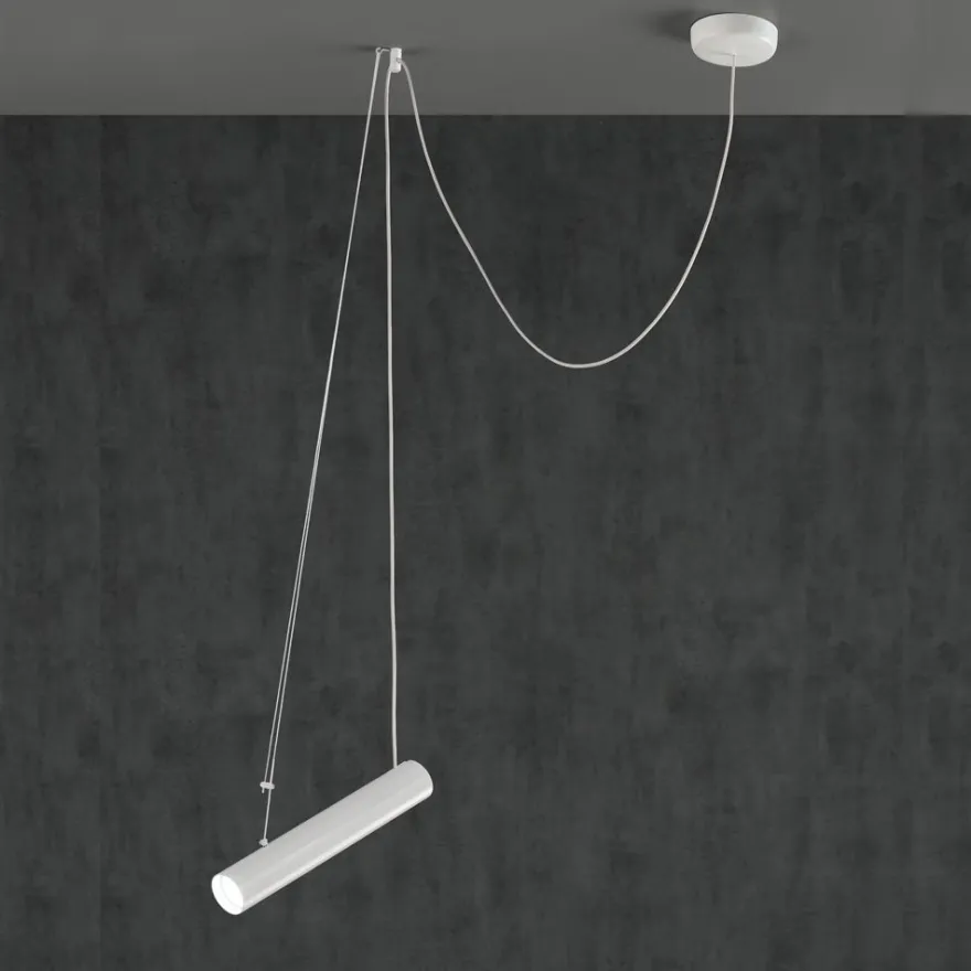 BEPPO Zylindrische Pendelleuchte mit einstellbarerem Spot - 1 bis 6 flammig