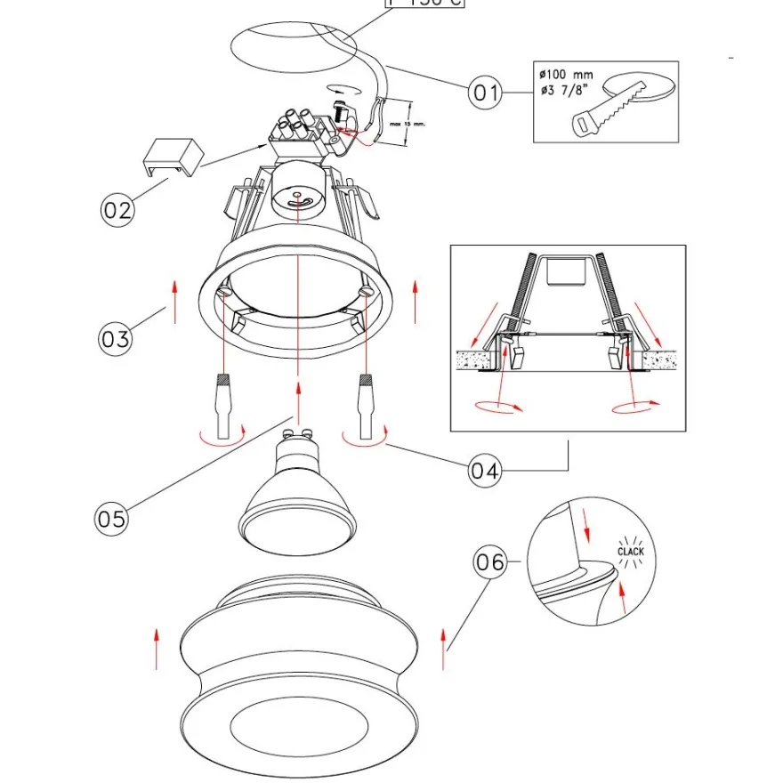 CHEOPE Einbaustrahler mit Kristallglas
