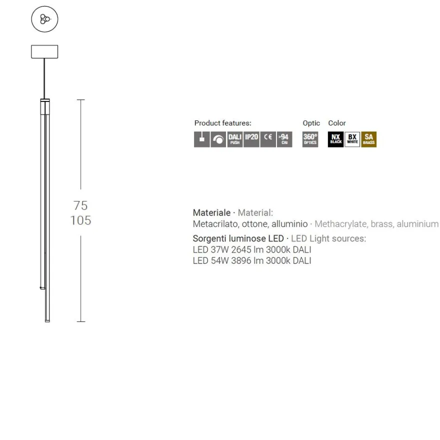 COSIMA Italienische Design Linienleuchte vertikal triple