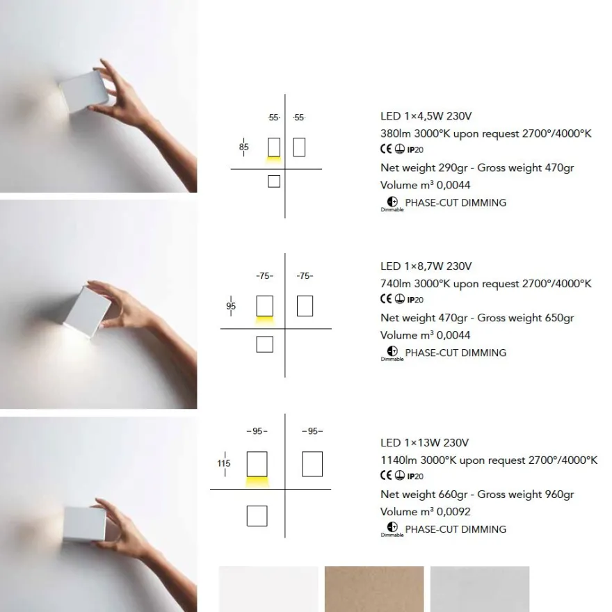 CUBIS Bewegliche LED Wandleuchte 1-flammig
