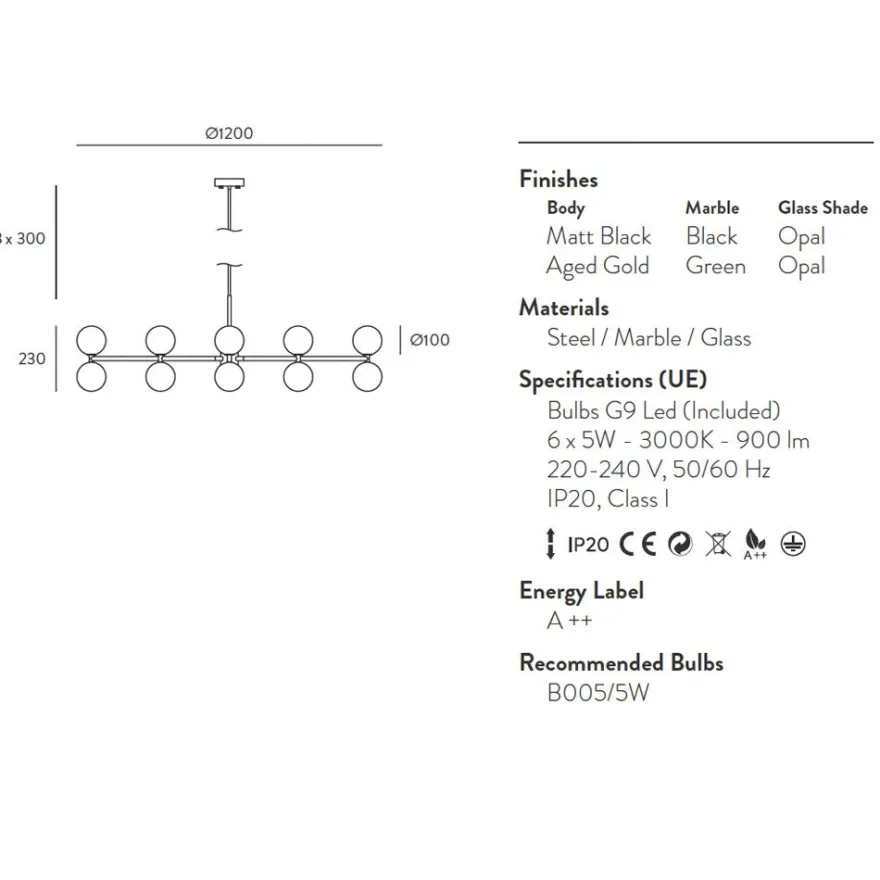 DALT Design Wandleuchte mit Mamor