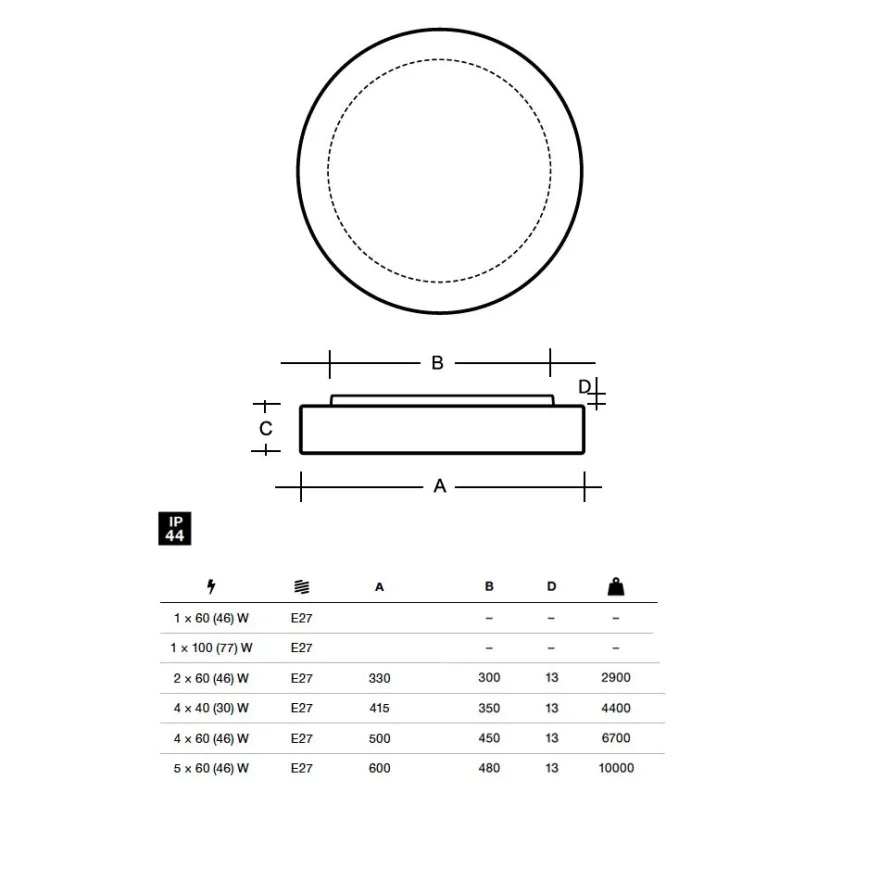 DIAMO IP44 Flache runde LED-Deckenleuchte aus Glas