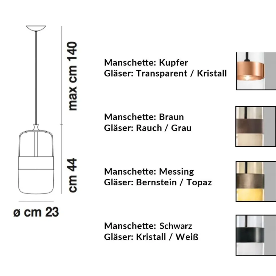 FUTURA Lange Glas-Hängeleuchte