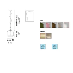 JUBE Zeitlose italienische LED Glaspendelleuchte mit Diffusor
