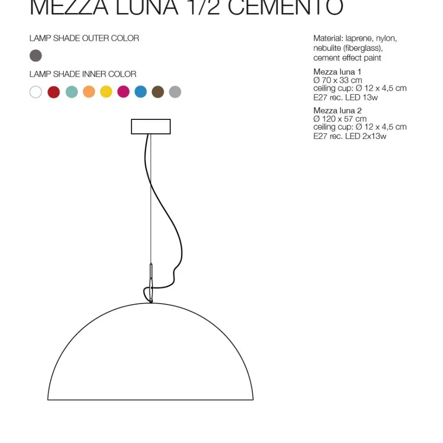 MEZZA LUNA CEMENTO Sehr große Hängeleuchte