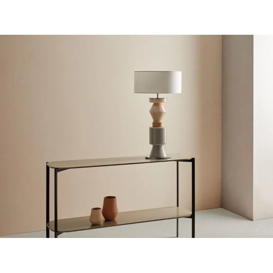 NOA Moderne Tischleuchte mit buntem Glas-Fuß