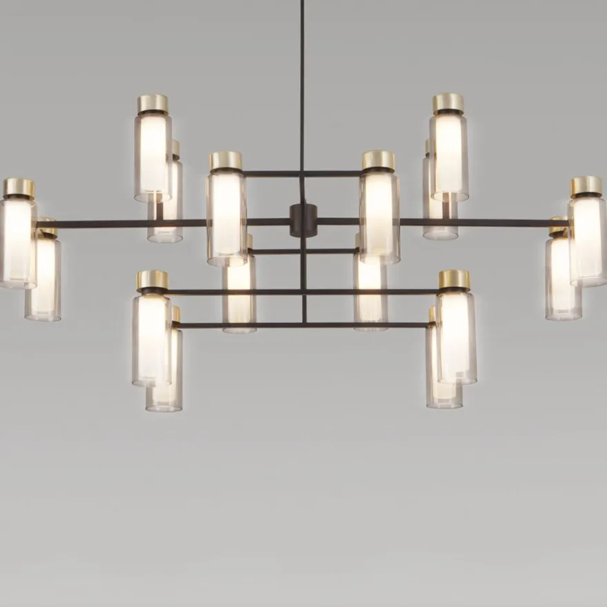 OSMAN Italienische Designleuchte Glas Messing 16-flammig