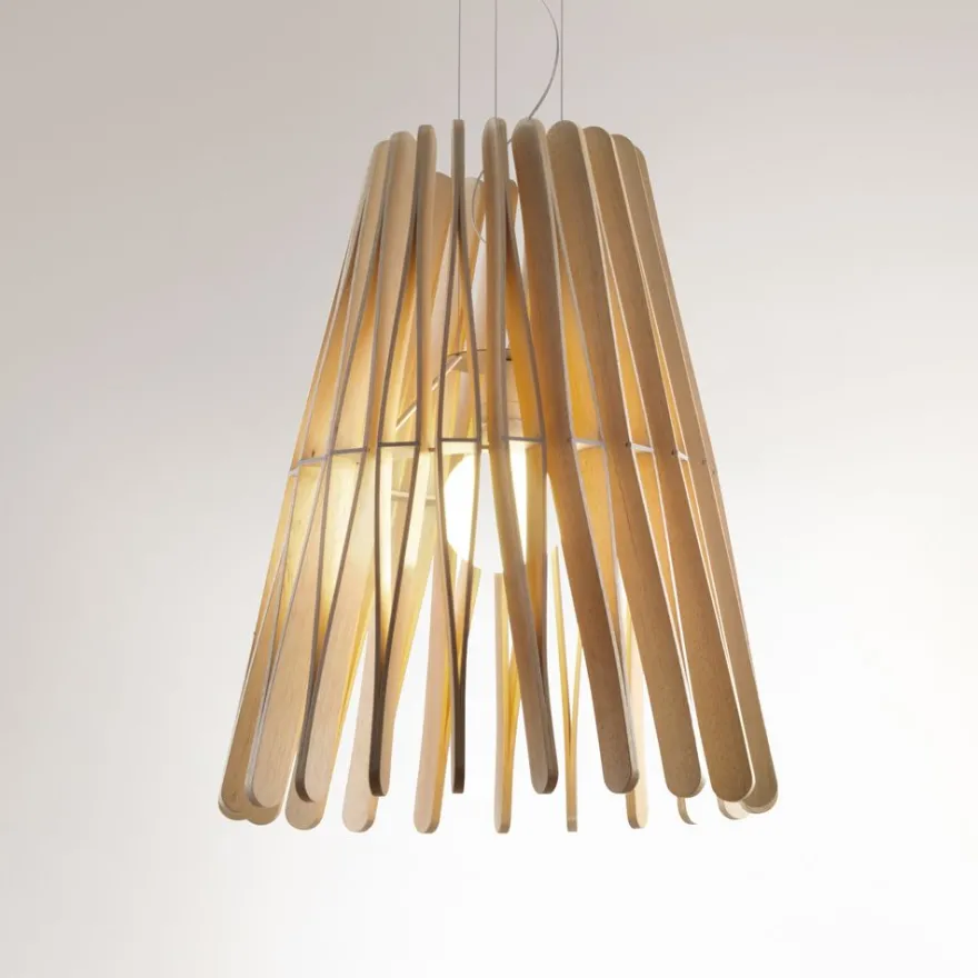 PIANO Große Design Hängeleuchte aus Holz